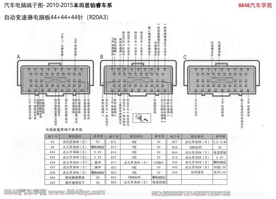 2010-2015本田思铂睿-自动变速器电脑板44 44 44针（R20A3）